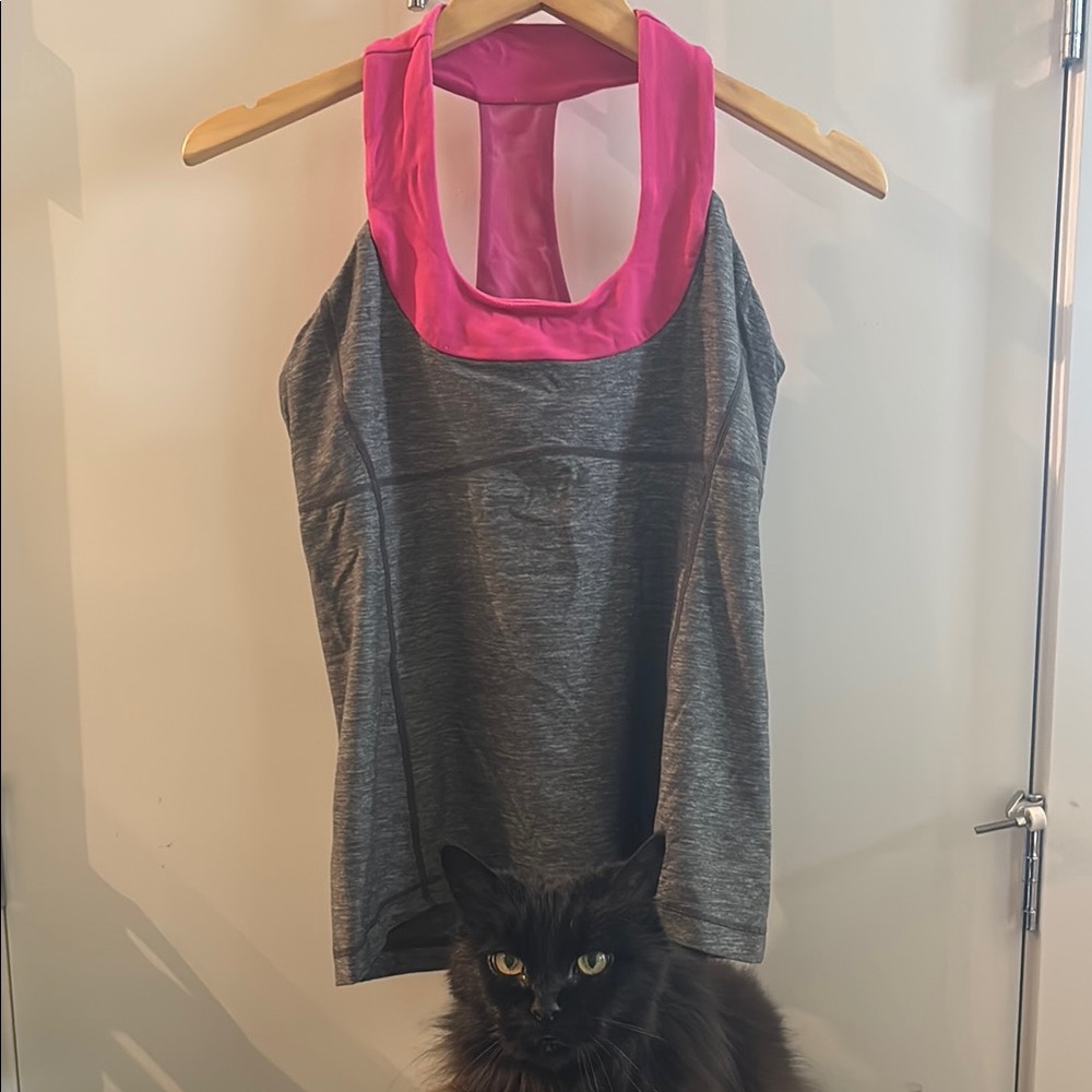 Gray and Pink Lululemon Sports top